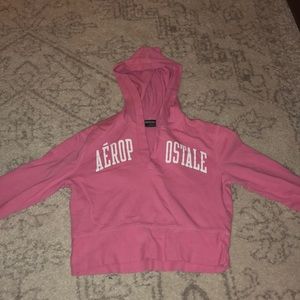 pink, AEROPAOSTALE crop top hoodie